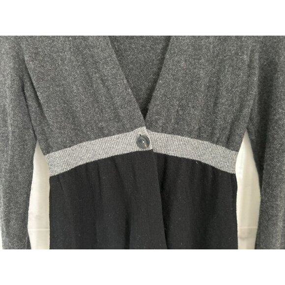 Bergdorf Goodman Knitted Cashmere Cardigan Gray Color-block Size XSmall - Picture 3 of 11